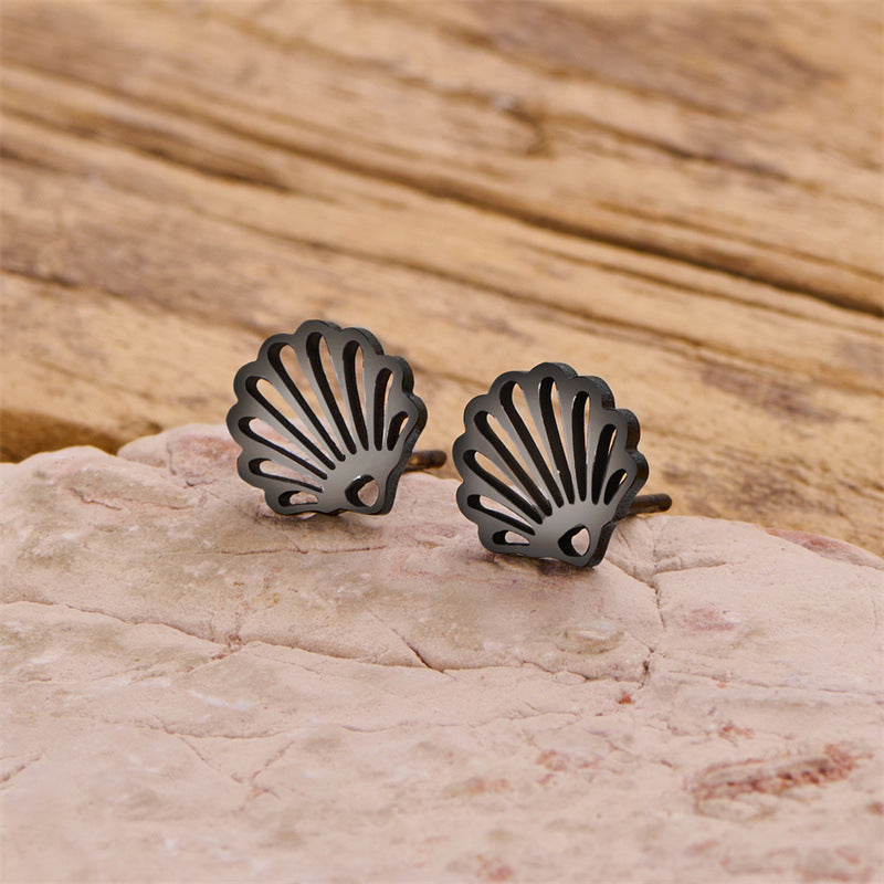 Wholesale Stainless steel cut gold-plated geometric irregular shell earrings